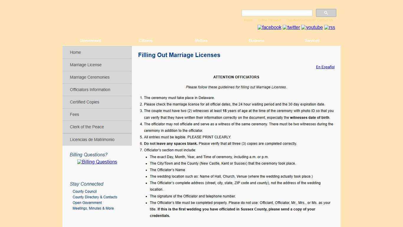 Filling Out Marriage Licenses Sussex County