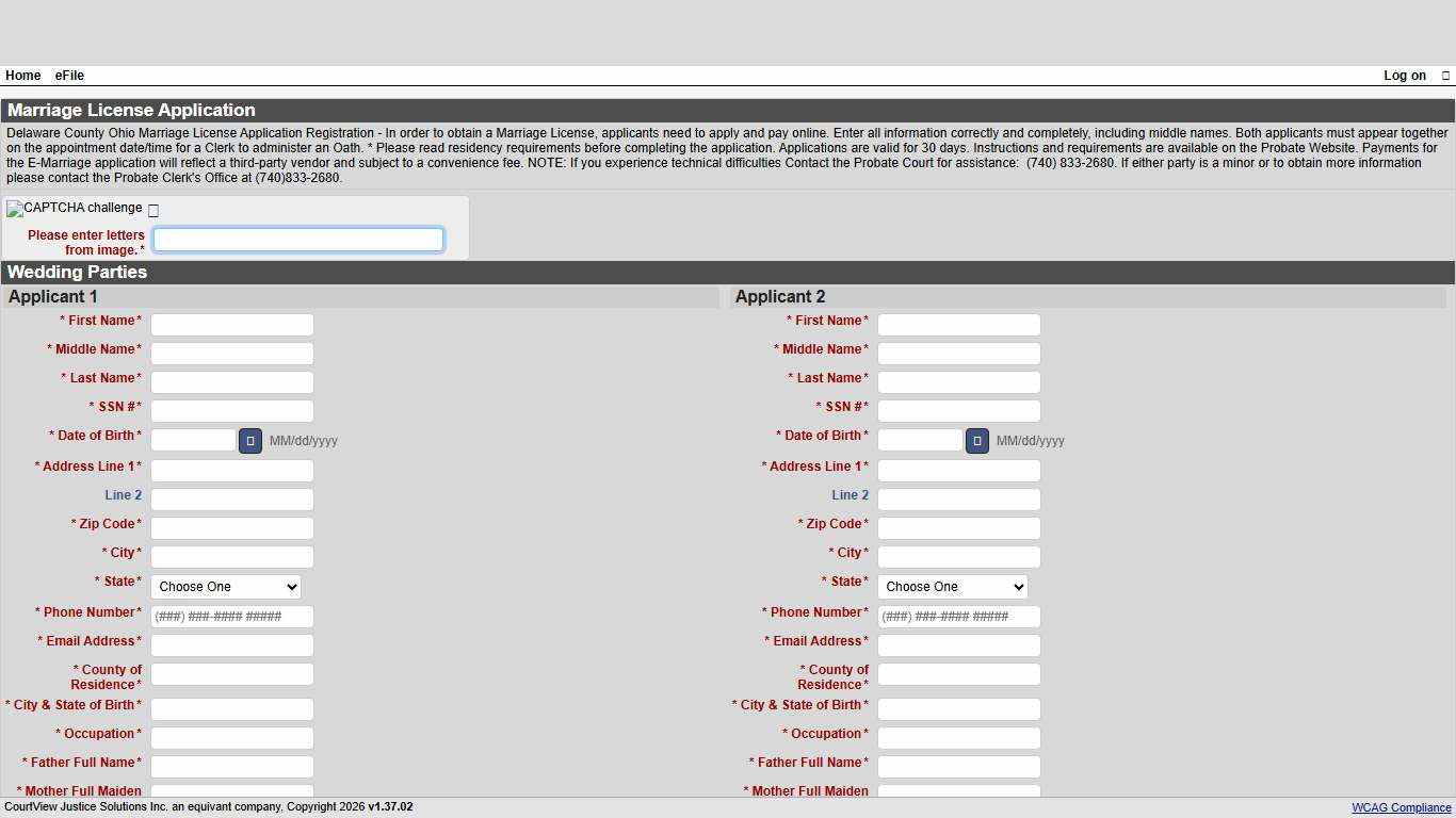 eMarriage License Application - CourtView Justice Solutions